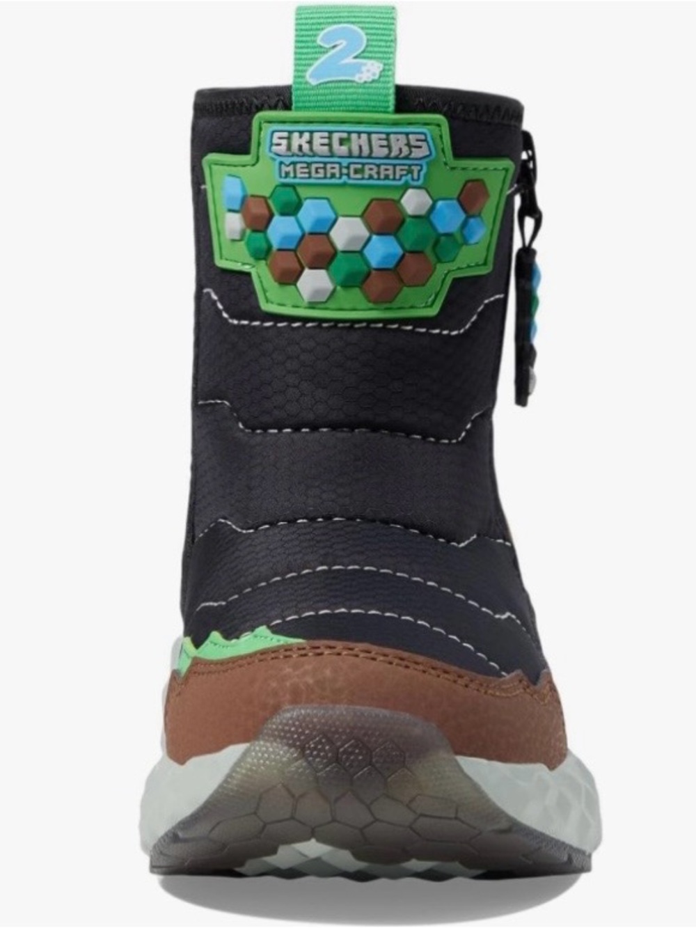 Skechers Kids Black, Green & Brown Hex-Accent Rain/Winter Boots Size 1 - Picture 2 of 16